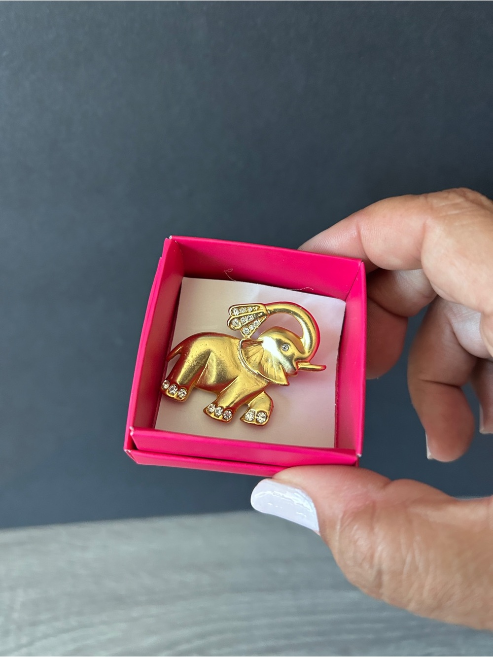 Gold-tone Elephant Brooch with Crystal Accents - Women Jewelry Brooches